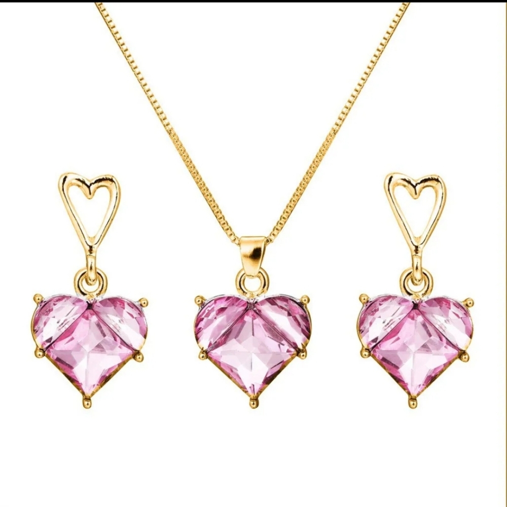 Life in Pink earrings and necklace set